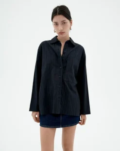 Blouse marine texturisée Marcelle
