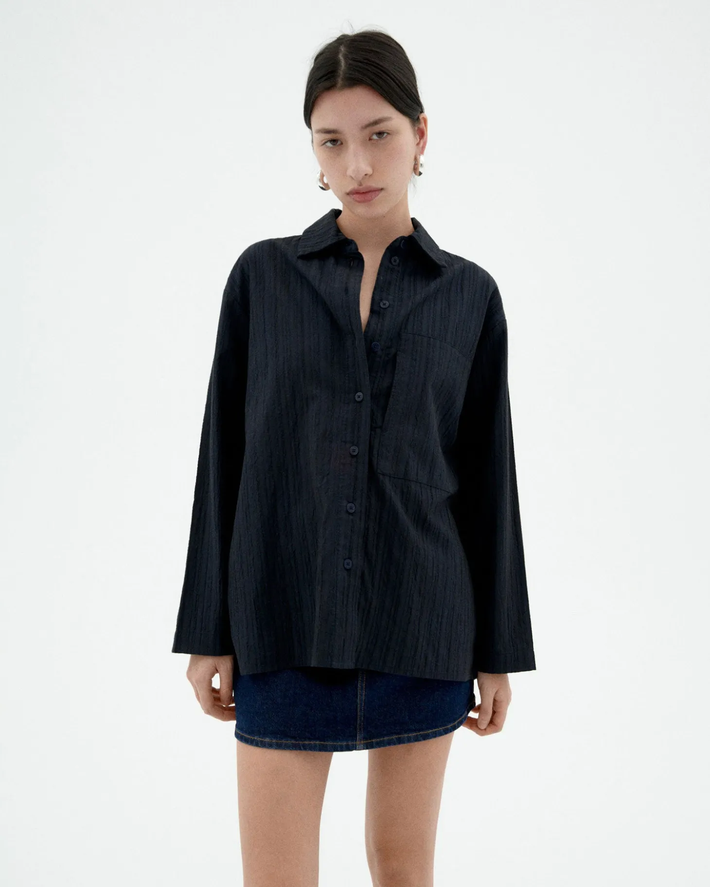 Blouse marine texturisée Marcelle
