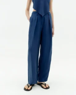 Pantalon bleu à plis décontractée Cupro Cirila