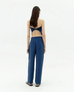 Pantalon bleu à plis décontractée Cupro Cirila