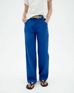 Pantalon bleu droit Perle