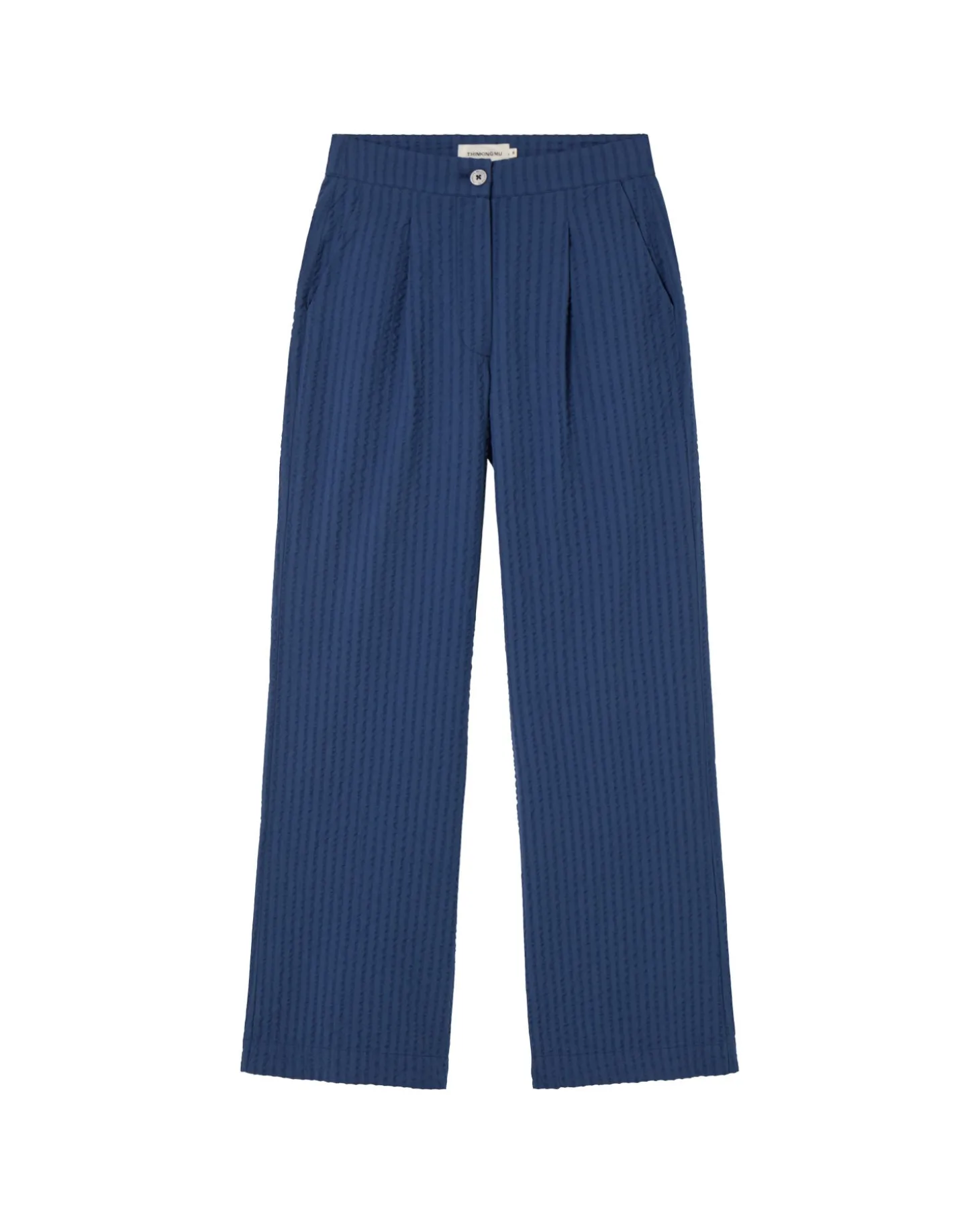 Pantalon bleu wide leg seersucker Manolita
