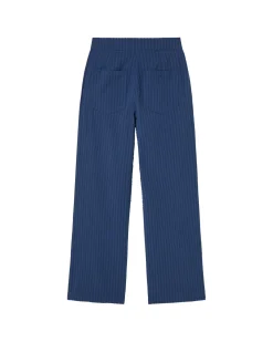 Pantalon bleu wide leg seersucker Manolita