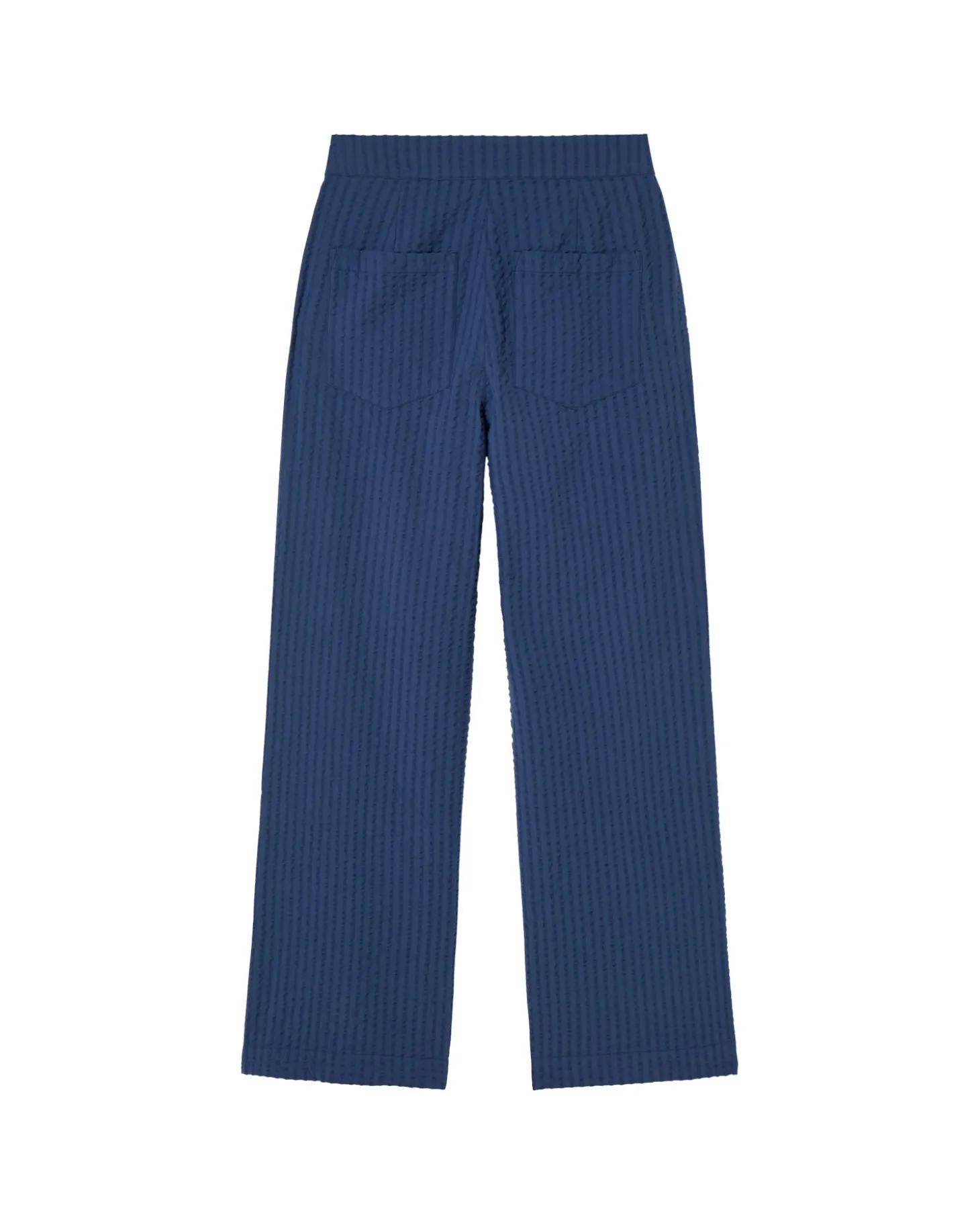 Pantalon bleu wide leg seersucker Manolita