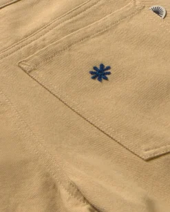 Pantalon camel wide leg brodé à la main Hedda
