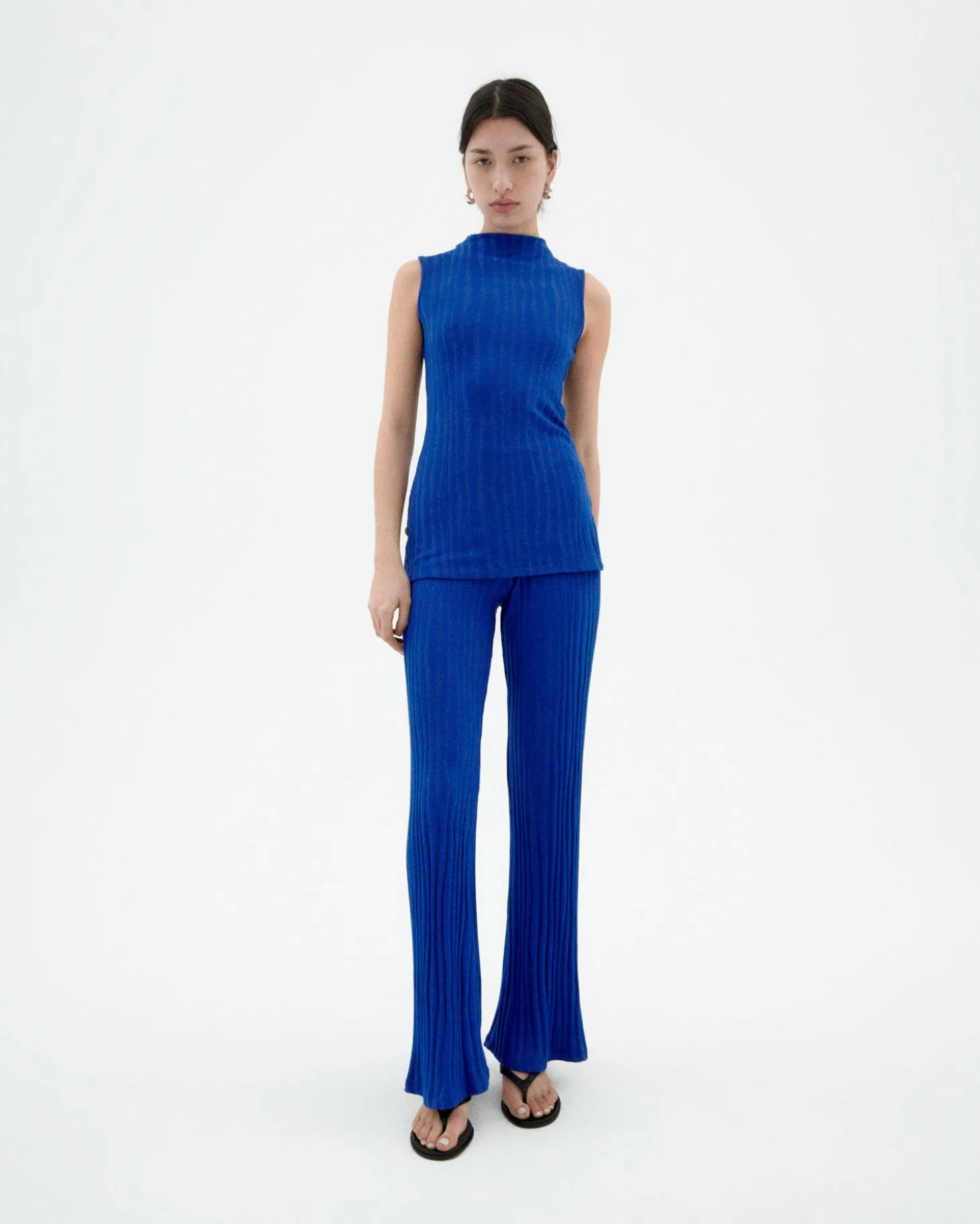 Pantalon comfy en maille bleu Ecovero Naia