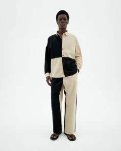 Pantalon loose patched noir et blanc Luc