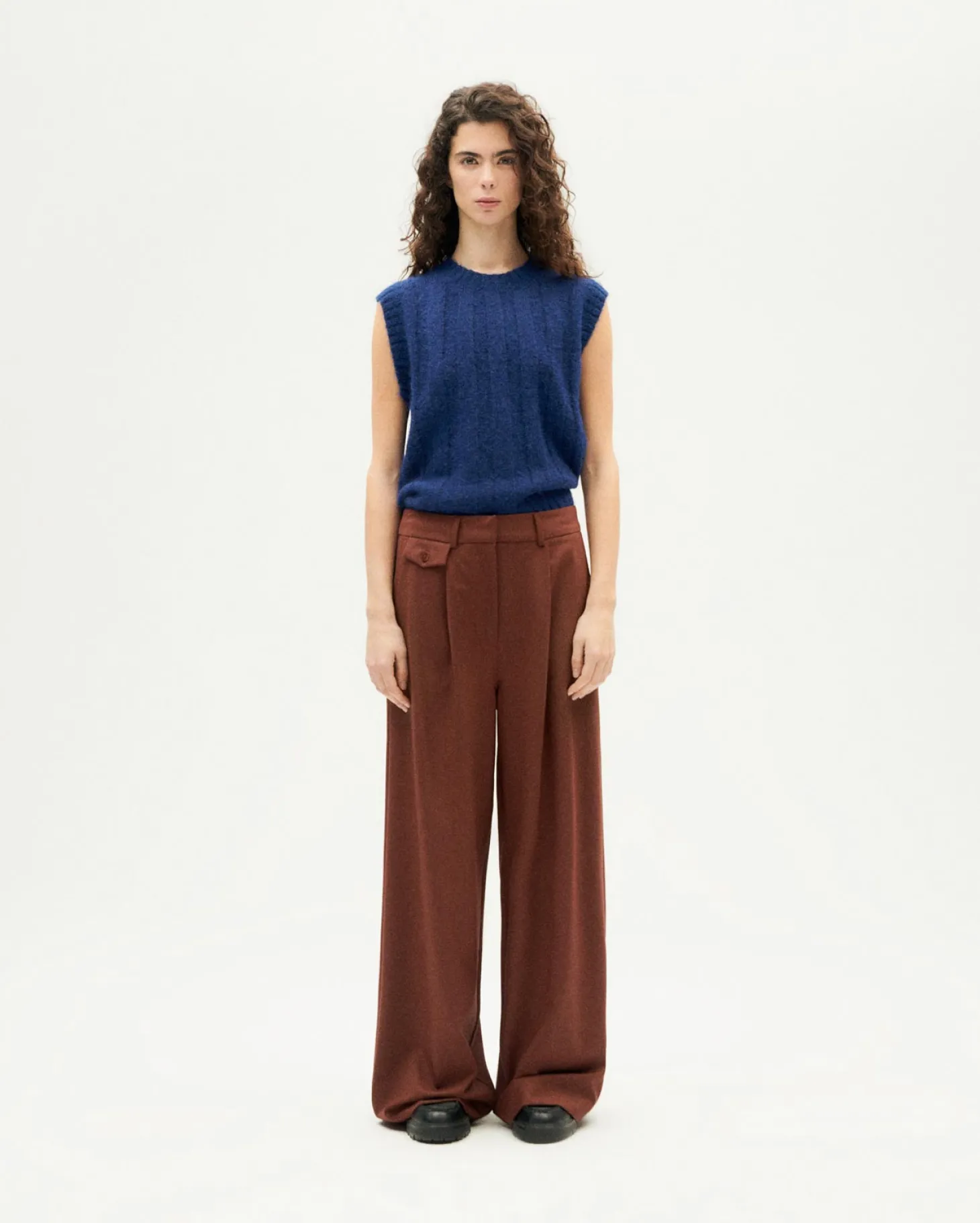 Pantalon marron wide leg low rise Pat