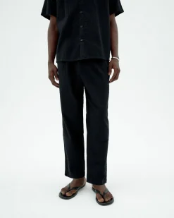 Pantalon noir loose seersucker Luc