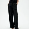 Pantalon noir wide leg seersucker Manolita