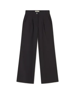 Pantalon noir wide leg seersucker Manolita