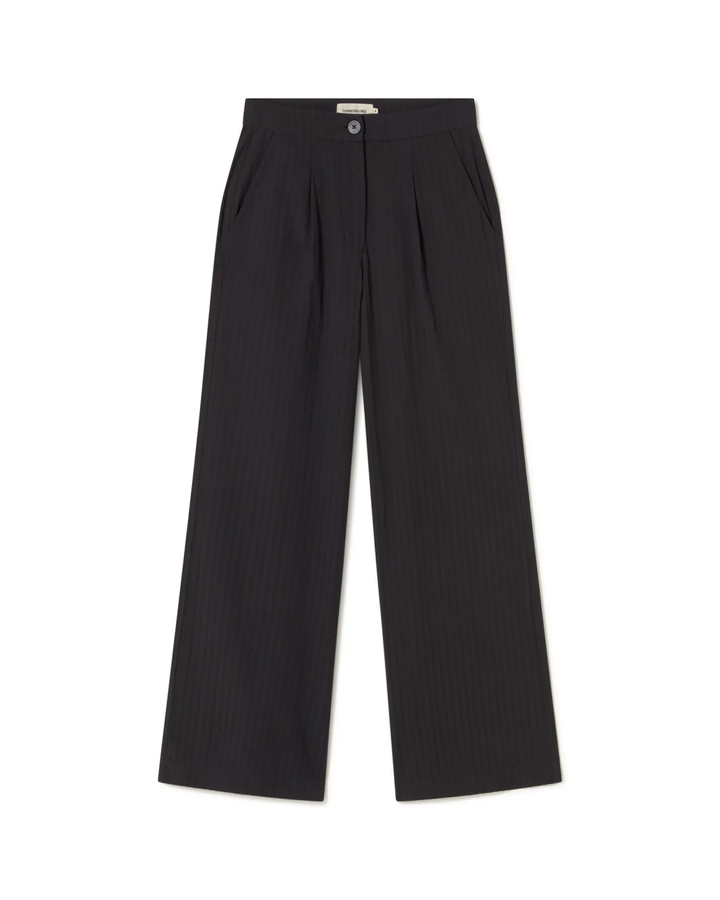 Pantalon noir wide leg seersucker Manolita