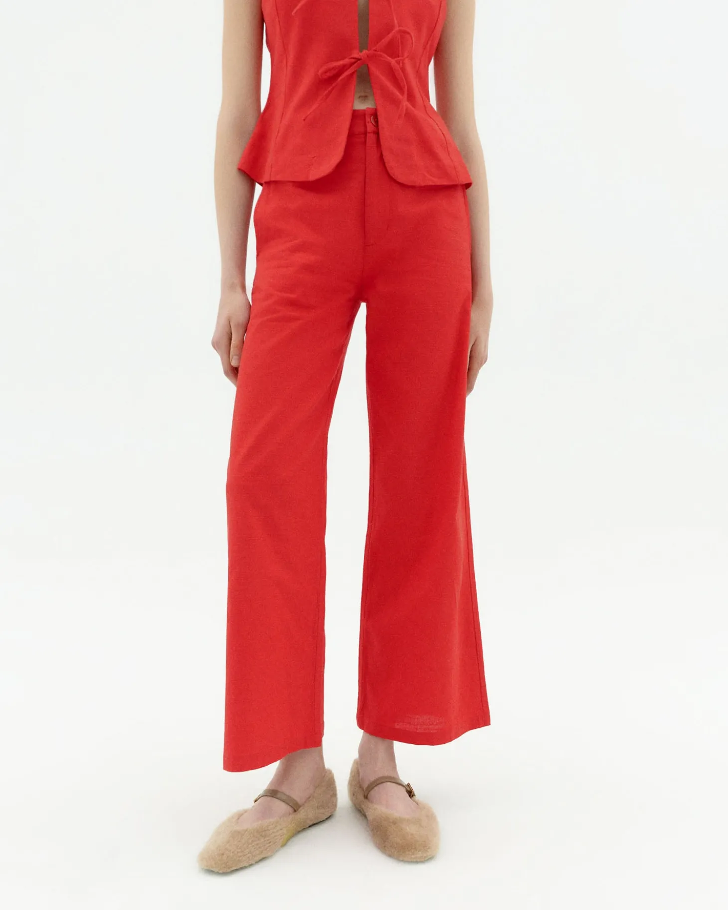 Pantalon rouge taille haute Karina