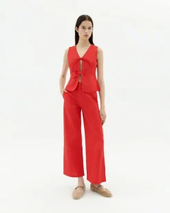 Pantalon rouge taille haute Karina