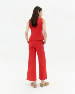 Pantalon rouge taille haute Karina