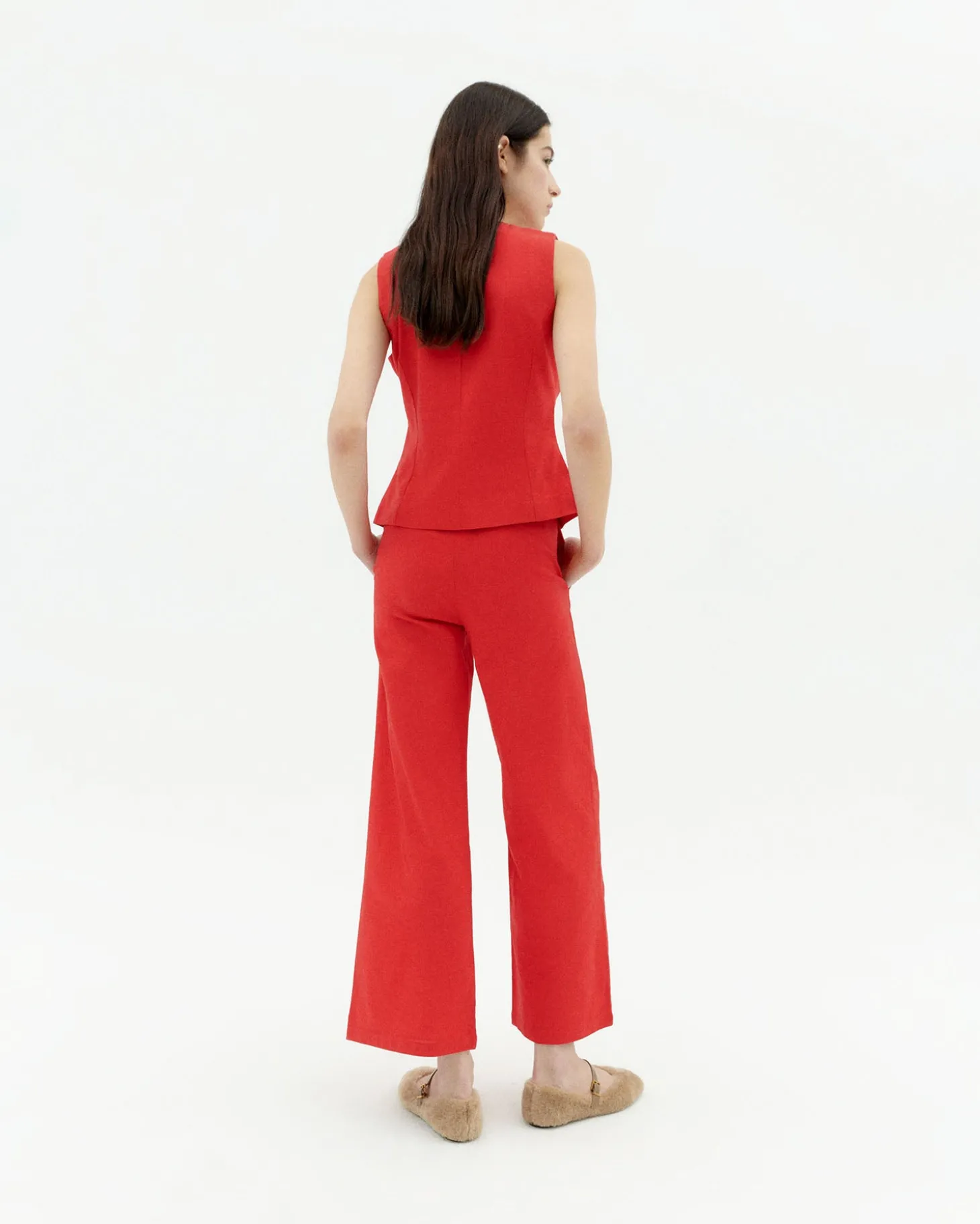 Pantalon rouge taille haute Karina