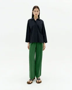 Pantalon vert à plis décontractée Cupro Cirila