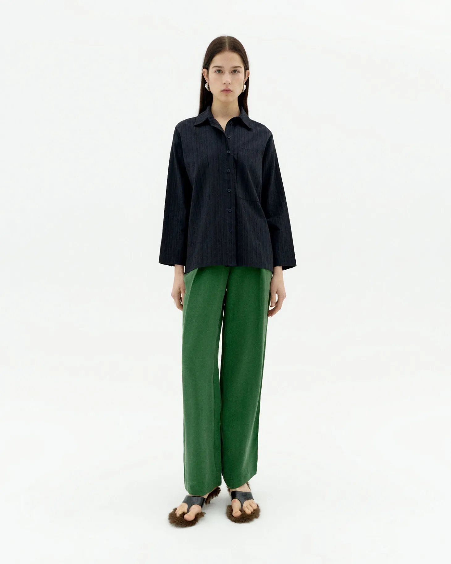 Pantalon vert à plis décontractée Cupro Cirila