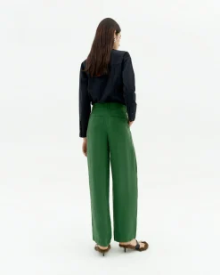 Pantalon vert à plis décontractée Cupro Cirila