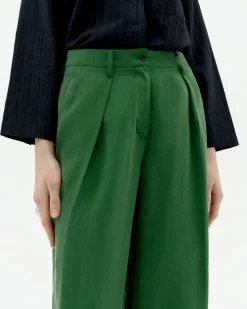 Pantalon vert à plis décontractée Cupro Cirila