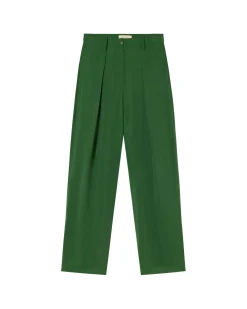 Pantalon vert à plis décontractée Cupro Cirila