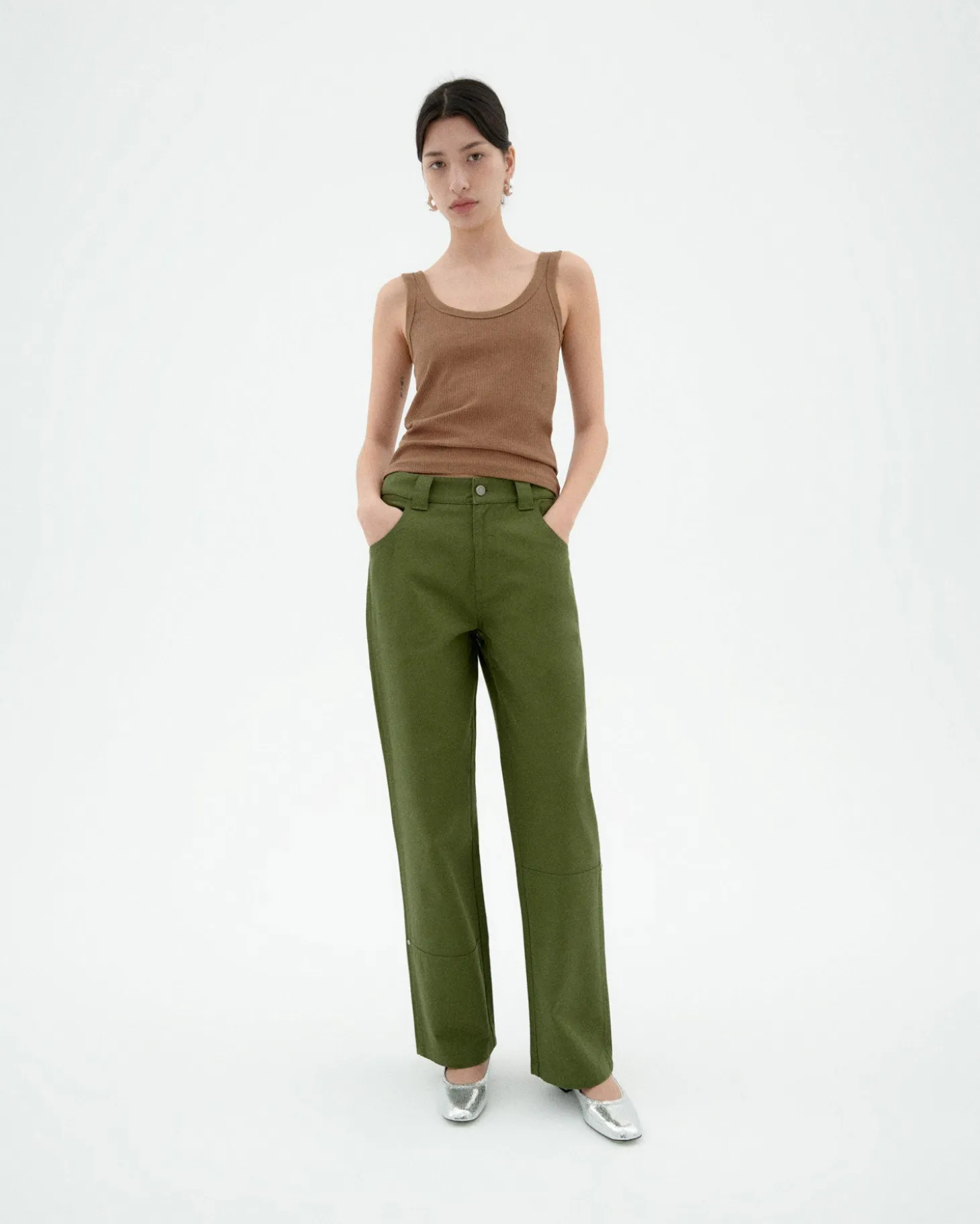 Pantalon vert droit Perle