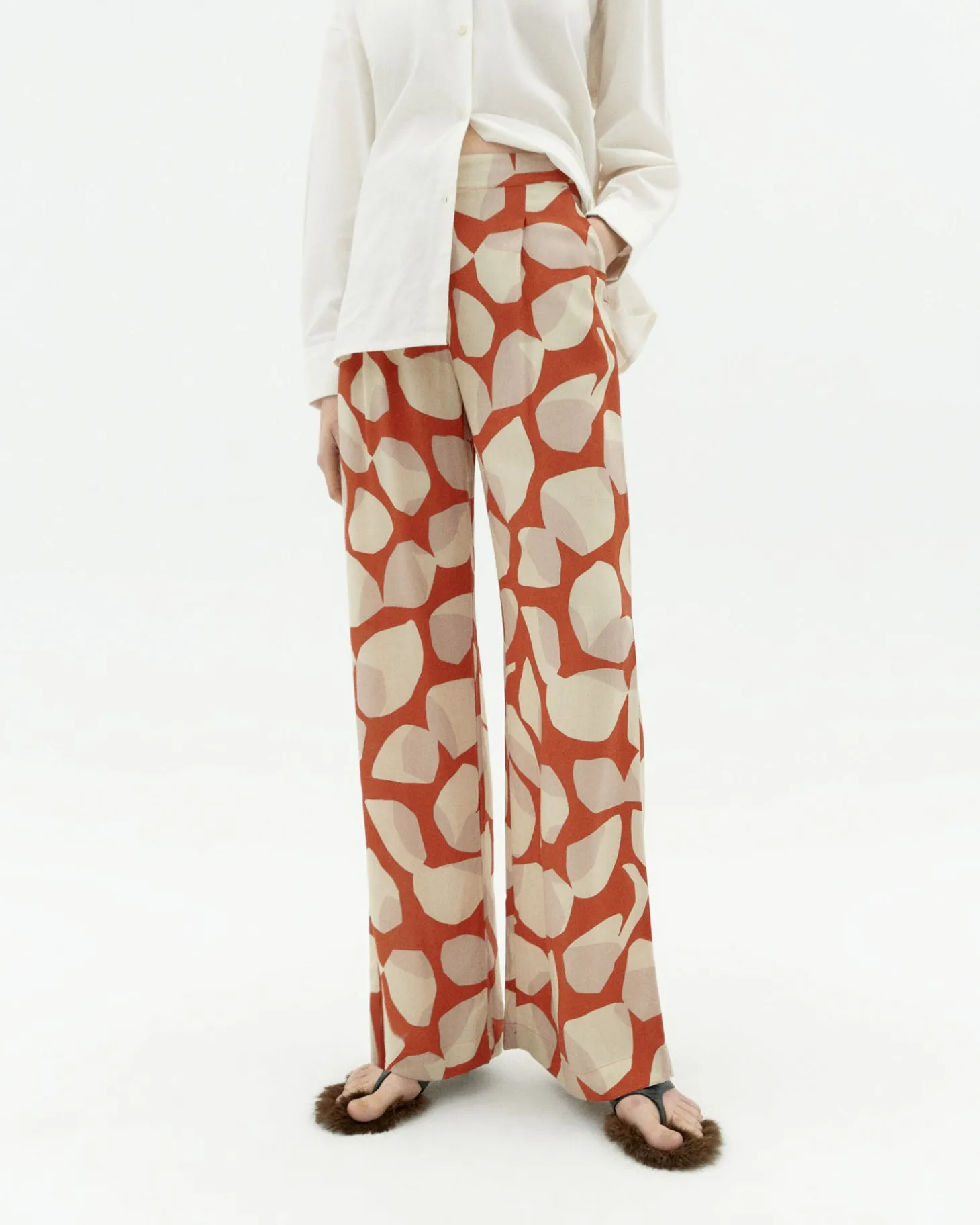 Pantalon wide leg estampé Ecovero leaf Manolita