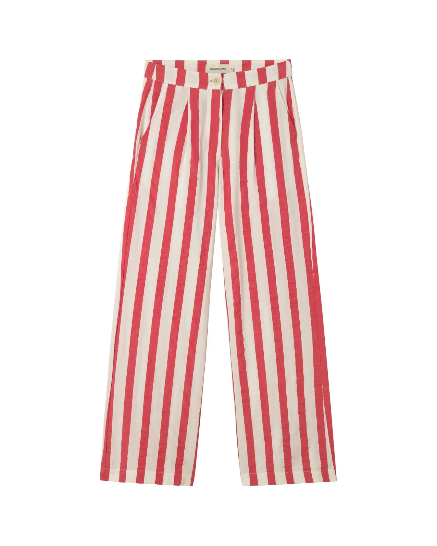 Pantalon wide leg seersucker à rayures Manolita
