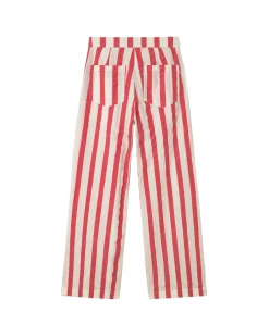 Pantalon wide leg seersucker à rayures Manolita