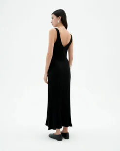 Robe longue noire en maille Ecovero Sade