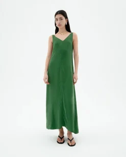 Robe longue verte Cupro Sade
