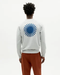 Sweat gris soleil bleu au dos