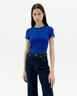 Top bleu en maille Ecovero Rue