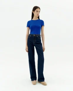 Top bleu en maille Ecovero Rue