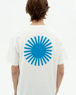 T-shirt blanc soleil bleu au dos
