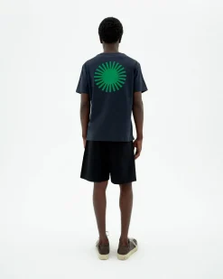 T-shirt marine soleil vert au dos