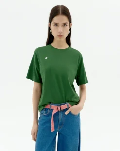 T-shirt vert brodé à la main Lucia