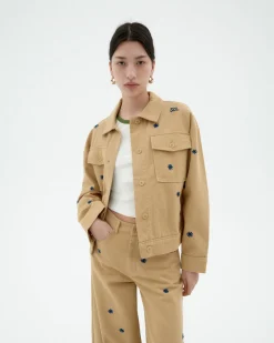 Veste camel brodée à la main Frans