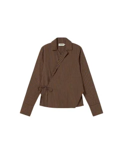Blouse marron à rayures croisée Lenie