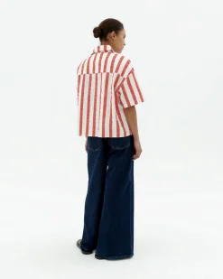 Blouse seersucker à rayures Anna