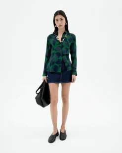 Blouse verte Ecovero leaf Katha