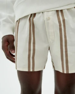 Boxers poplin à rayures marron