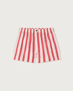 Boxers seersucker à rayures rouges