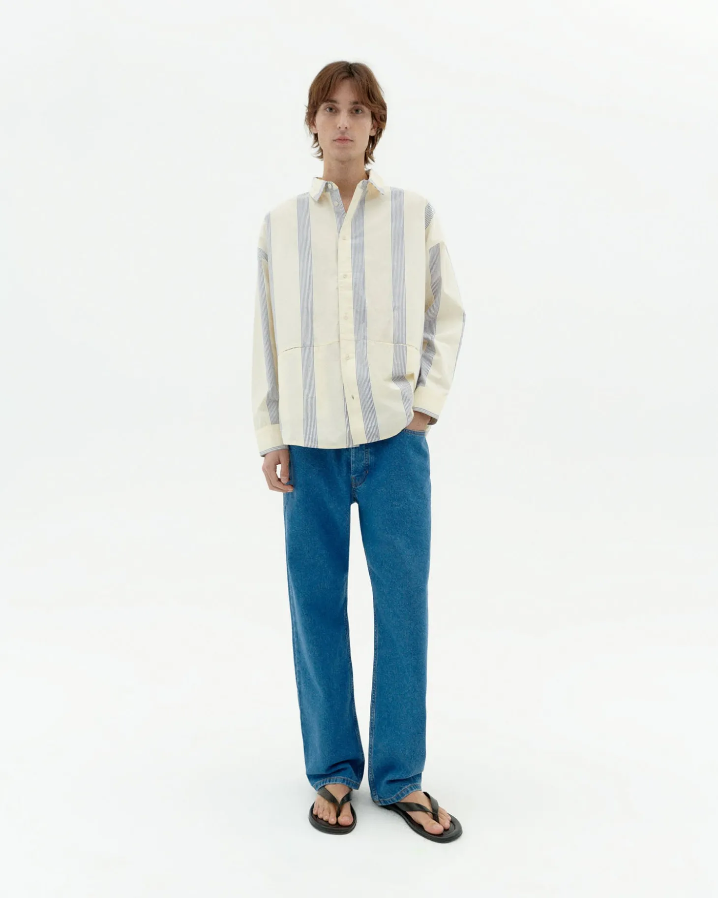 Chemise bleue à rayures poplin Jim
