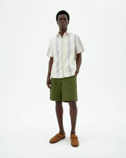 Chemise bleue à rayures poplin Tom