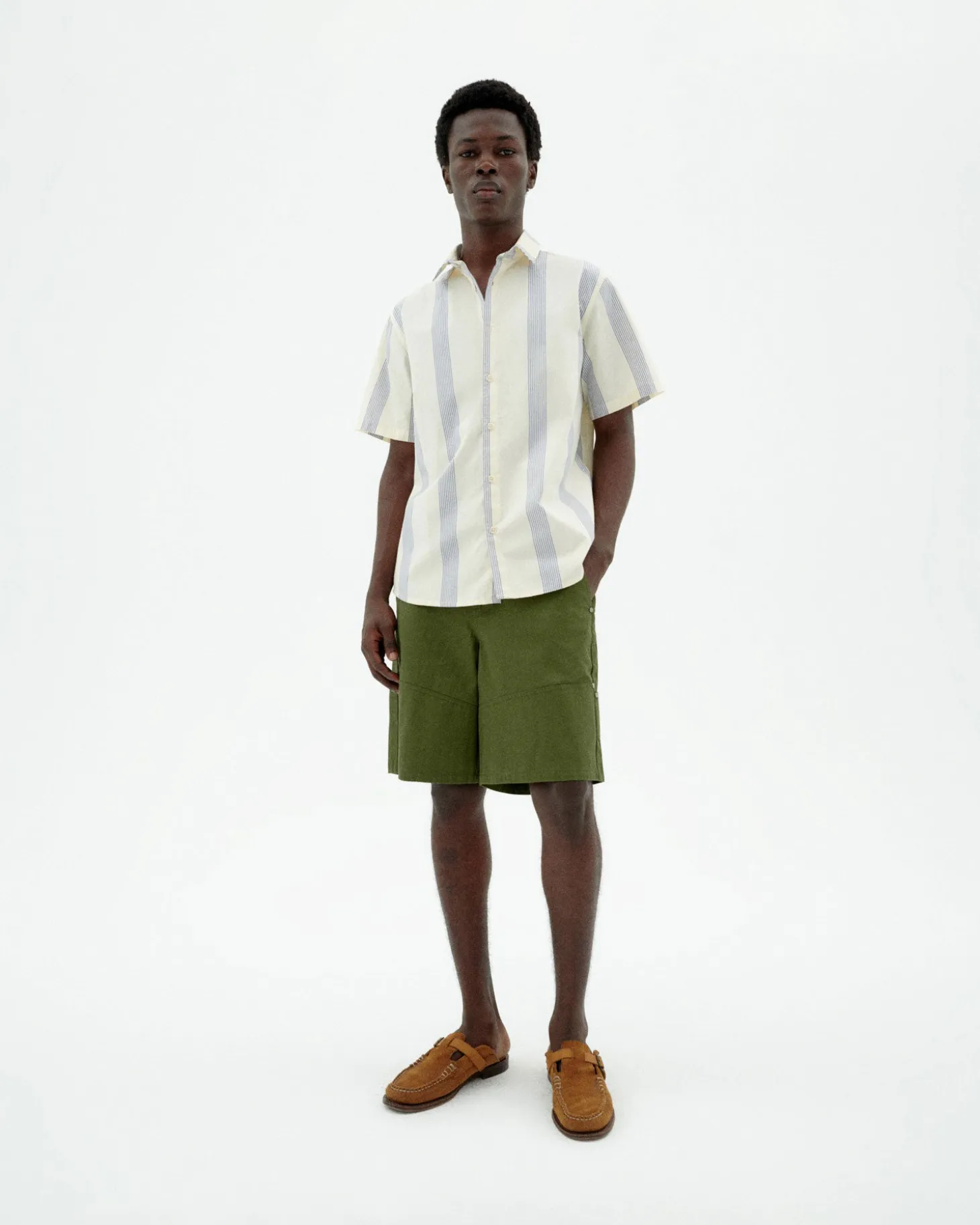 Chemise bleue à rayures poplin Tom