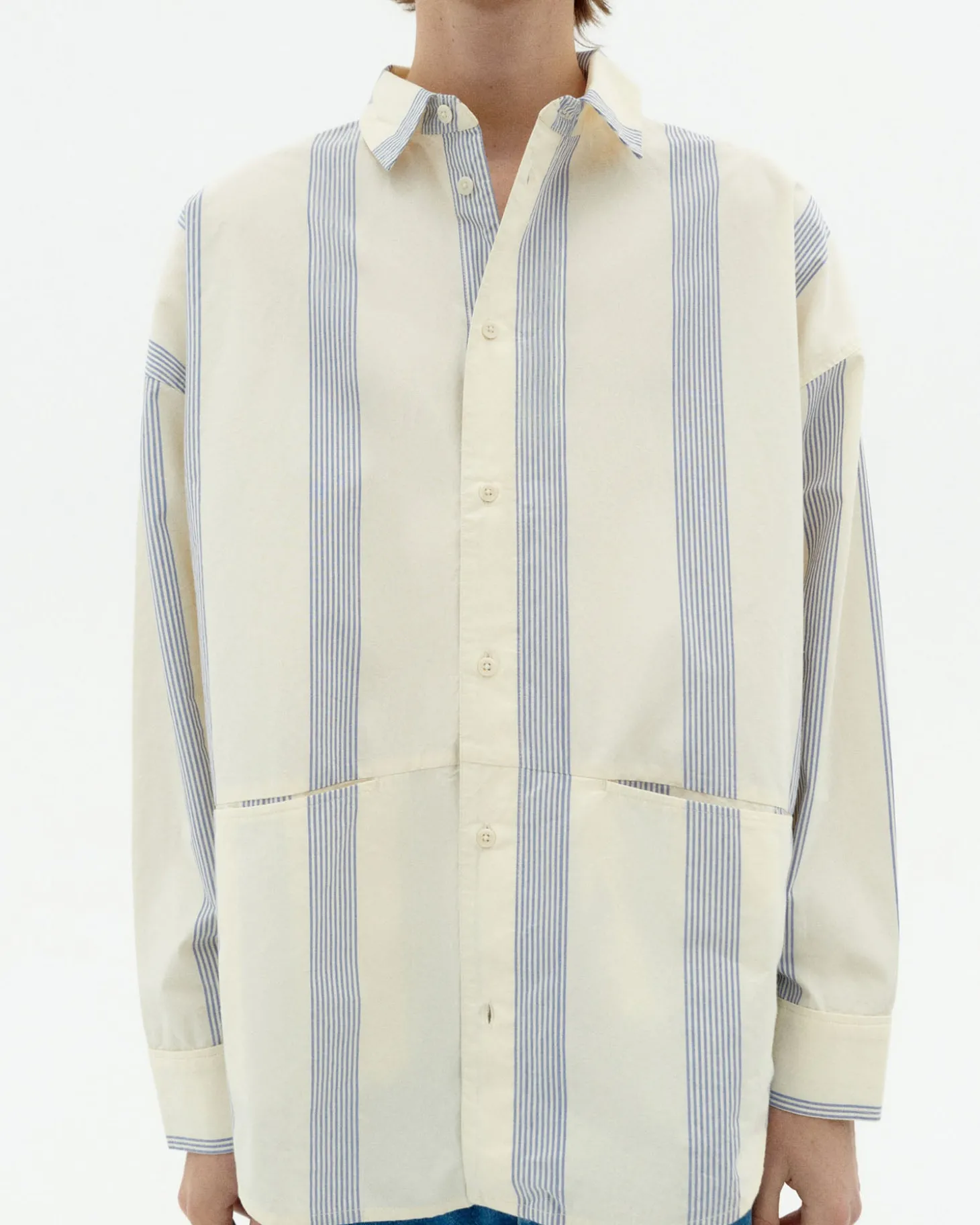 Chemise bleue à rayures poplin Jim