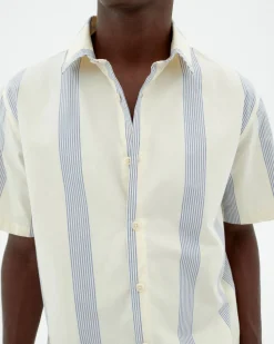 Chemise bleue à rayures poplin Tom