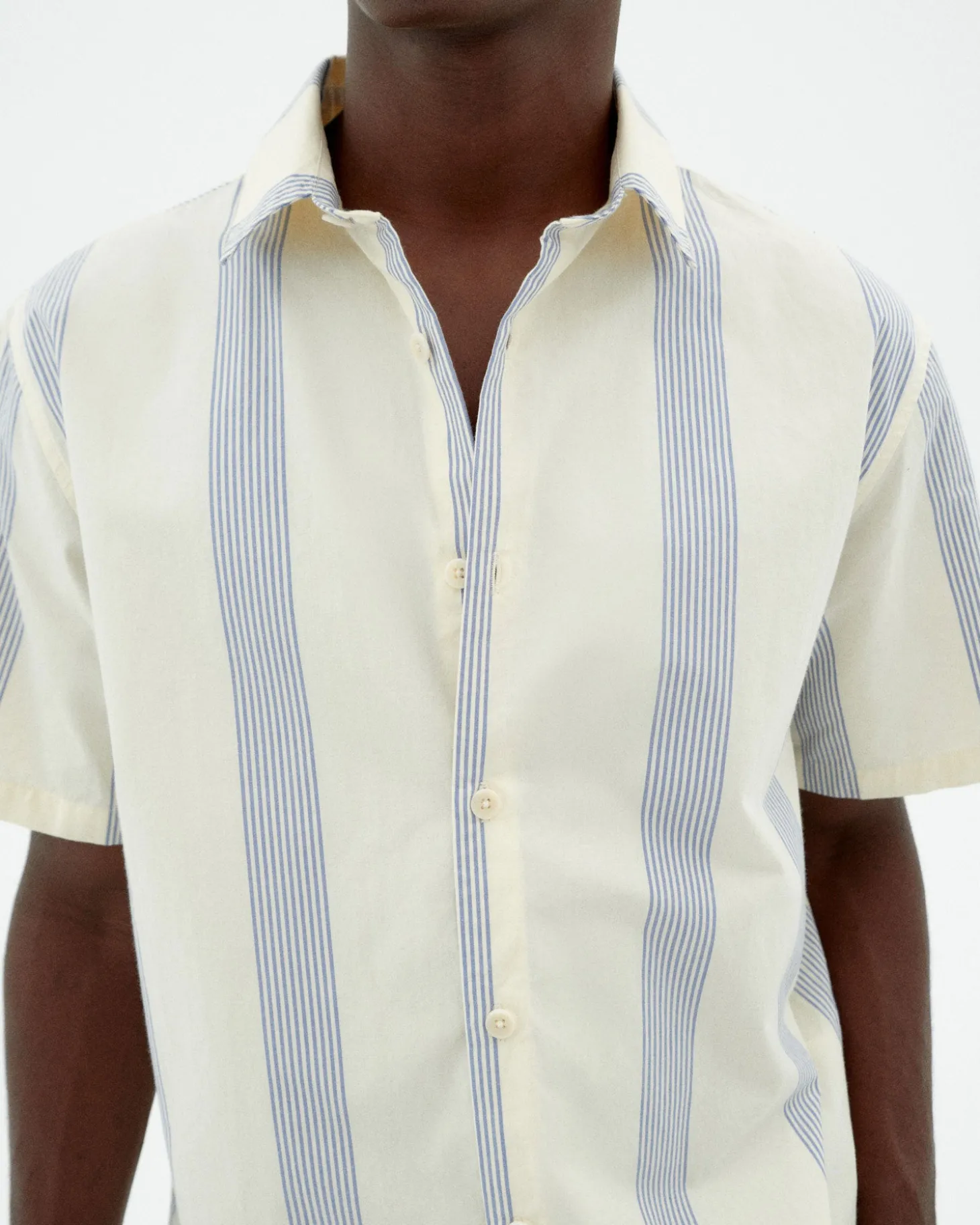 Chemise bleue à rayures poplin Tom