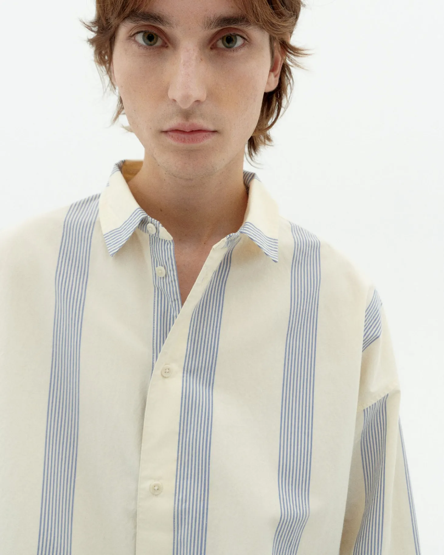 Chemise bleue à rayures poplin Jim
